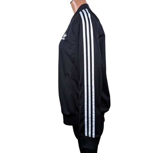 Adidas Womens Large Superstar Black & White Full Zip Trefoil Track Jacket - Picture 4 of 15